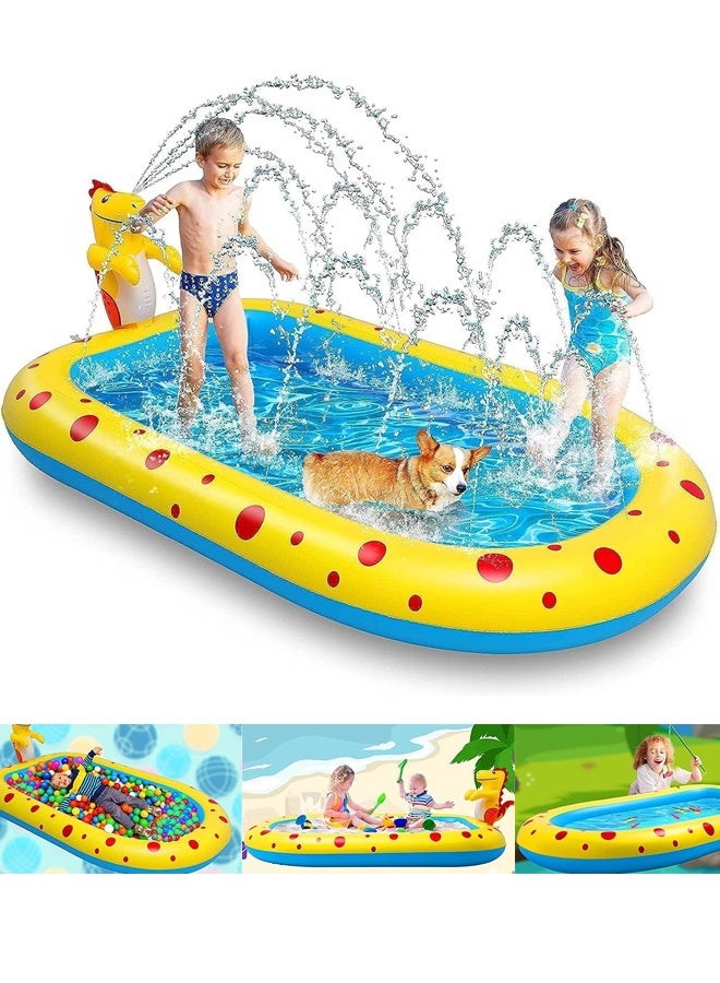 TAPIT Inflatable Swimming Pool for Kids with Sprinkler, Funny Blow up Pool 170*103*65cm Full-Sized Family for Backyard, Summer Water Party - Image 1
